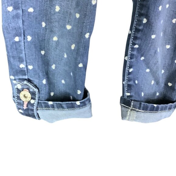 Candie's Girl Denim Capri Jeans Blue / White Hearts Adjustable Waist Sz 8 Cotton - Picture 5 of 13